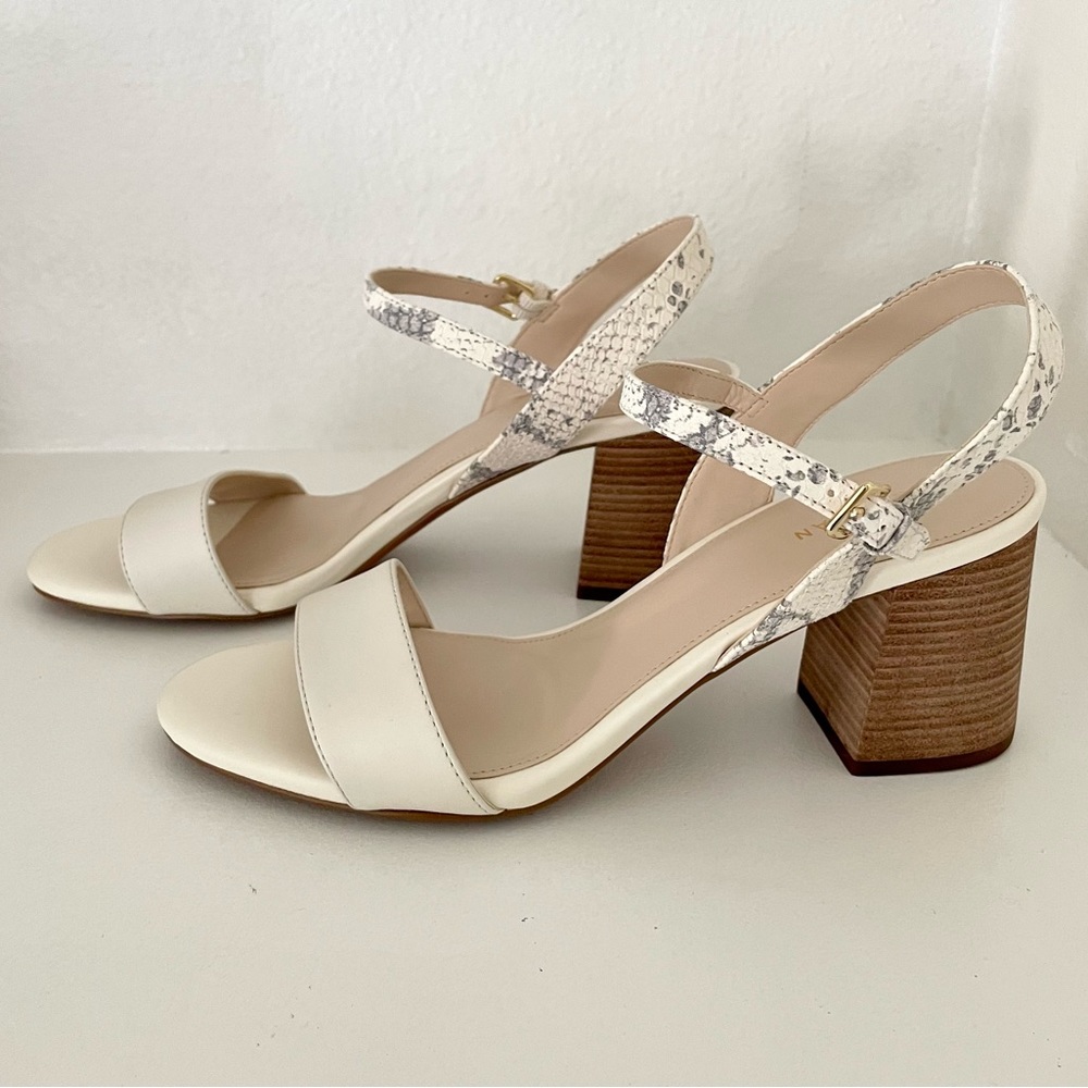 Cole Haan Josie Block Heel Sandal Ivory Roccia Size 7